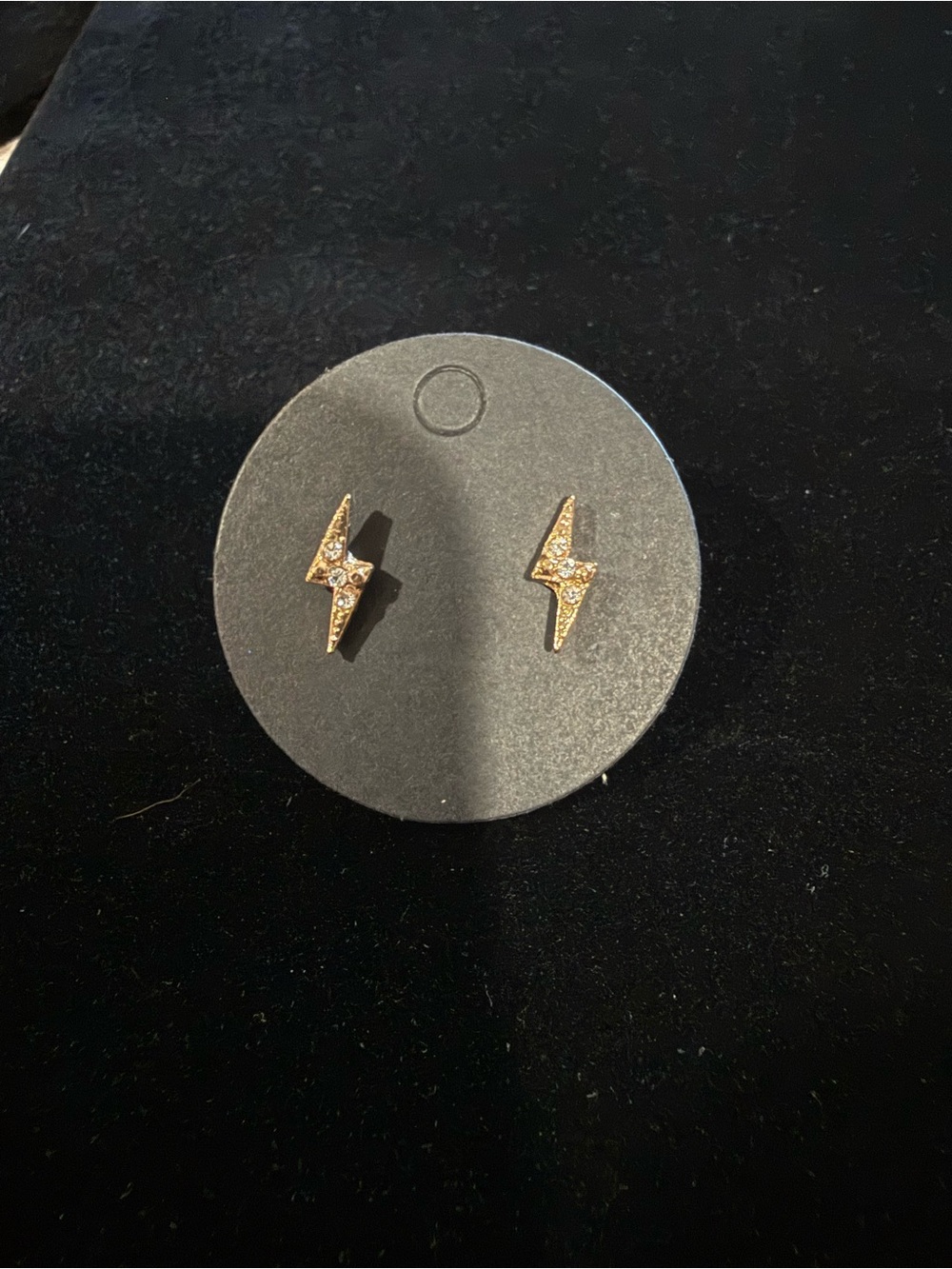 Gold Lightning Bolt Crystal Stud Earrings - Women Jewelry